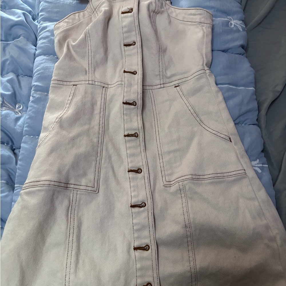 SO Cream Dress with Button Detail
